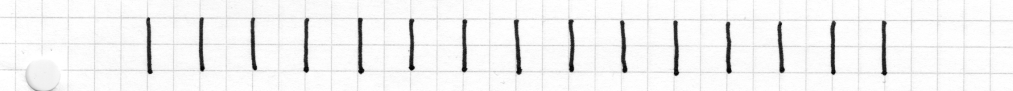 A sequence of evenly spaced vertical lines on square paper.